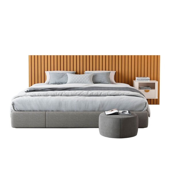 Cabeceira Ripada Maracá King Com 1 Mesa De Cabeceira Curva Bu