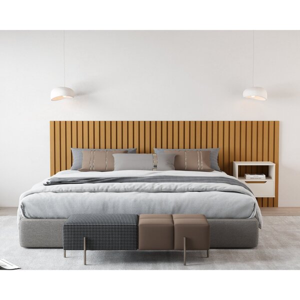 Cabeceira Ripada Maracá King Com 1 Mesa De Cabeceira Jatobá P