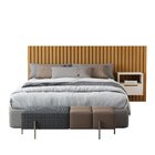 Cabeceira Ripada Maracá Queen 215cm Mdf/mdp Com 1 Mesa De Cab