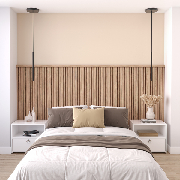 Cabeceira Ripada em MDF 240x135cm Roble Natural Premium Moldurama