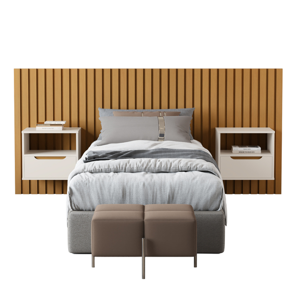 Cabeceira Ripado Para Cama De Solteiro Maracá Nature Com 2 Me