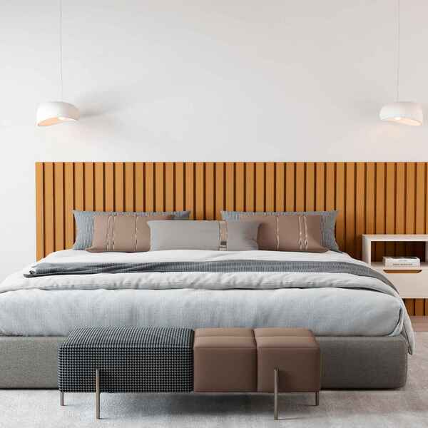 Cabeceira Ripado Para Cama King Size Maracá Nature Com Mesa D