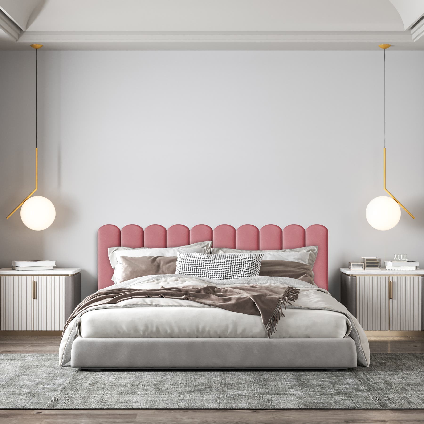 Cabeceira Rosa Estofada Nuvem Para Cama Box Casal | Leroy Merlin