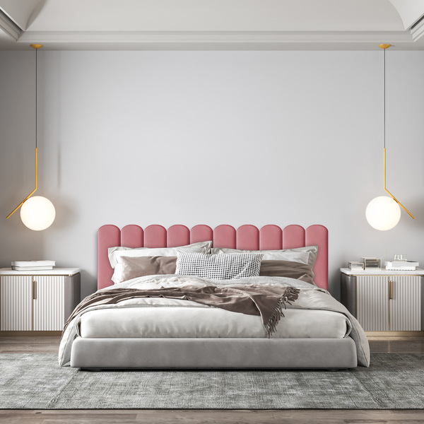 Cabeceira Rosa Estofada Nuvem Para Cama Casal King