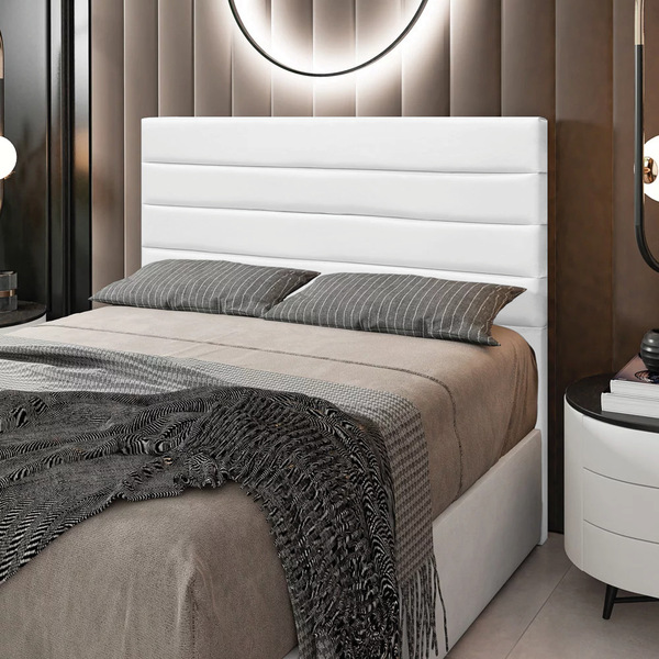 Cabeceira Rubi Para Cama Box Casal 140 Cm Corino Branco M11 -