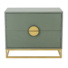 Mesa Cabeceira Salvia 60 Verde com base e puxador em metal dourado Astral Design