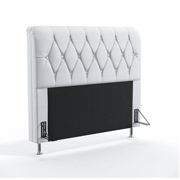 Cabeceira Sirius 140 De Casal Couro Artificial Branco