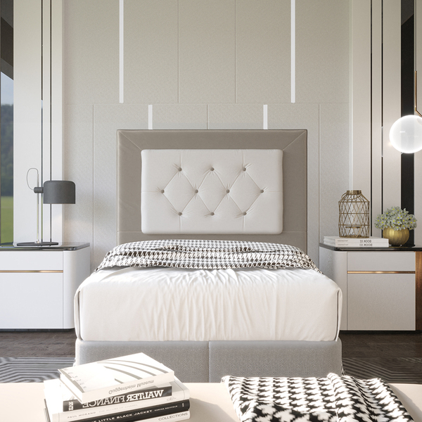 Cabeceira Solteiro 0,90m Havana Suede Bege Dal Poz Estofados