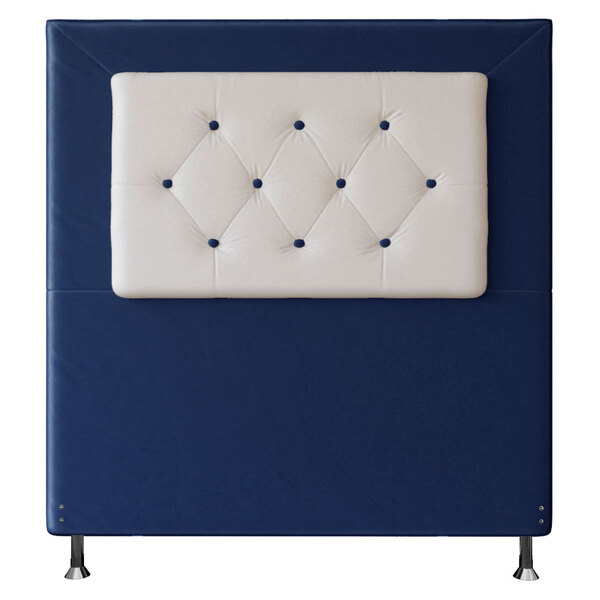 Cabeceira Solteiro 0 90m Havana Suede Azul Com Corino Branco