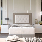 Cabeceira Solteiro 0 90m Havana Suede Bege Com Corino Branco