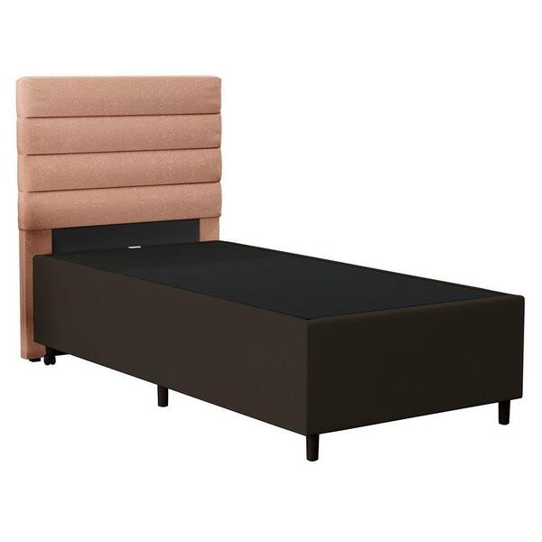Cabeceira Solteiro 88x188cm Hit Id5 Suede Marrom/linho Rosê