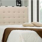 Cabeceira Solteiro 90 Cm Suede Liso Bege/botões Marrom