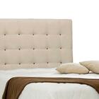 Cabeceira Solteiro 90 Cm Suede Liso Bege/botões Marrom