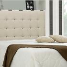 Cabeceira Solteiro 90 Cm Suede Liso Bege/botões Marrom