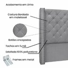 Cabeceira Solteiro 90cm Linho Vicenza Cinza