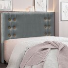 Cabeceira Solteiro 90cm Veludo Gênova  Cinza