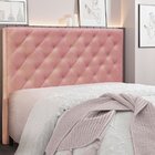 Cabeceira Solteiro 90cm Veludo Tania  Rosa