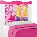 Cabeceira Solteiro Barbie - Estrela - Branco / Rosa