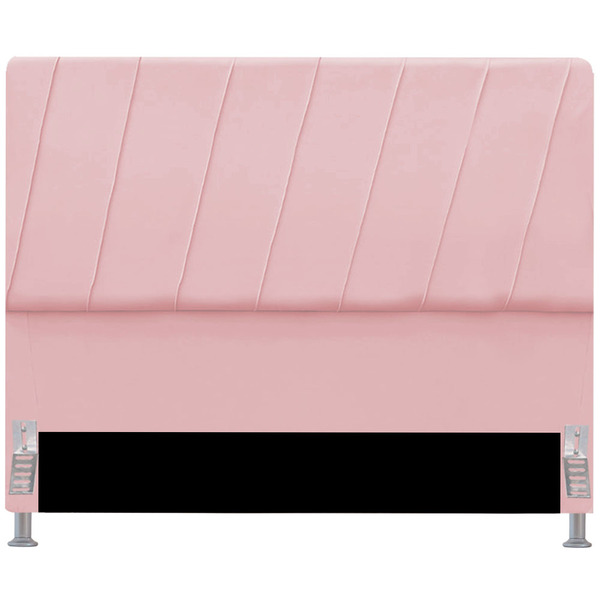 Cabeceira Solteiro Box Estofada 90 Cm Iza Suede Rosa Bebe