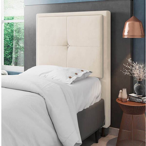 Cabeceira Solteiro Cama Box 90cm Para Quarto Ametista Suede M