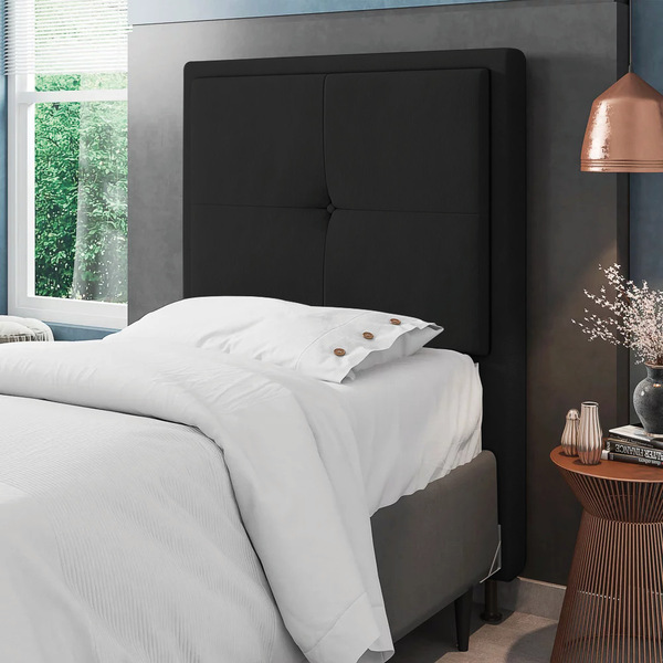 Cabeceira Solteiro Cama Box 90cm Para Quarto Ametista Suede P