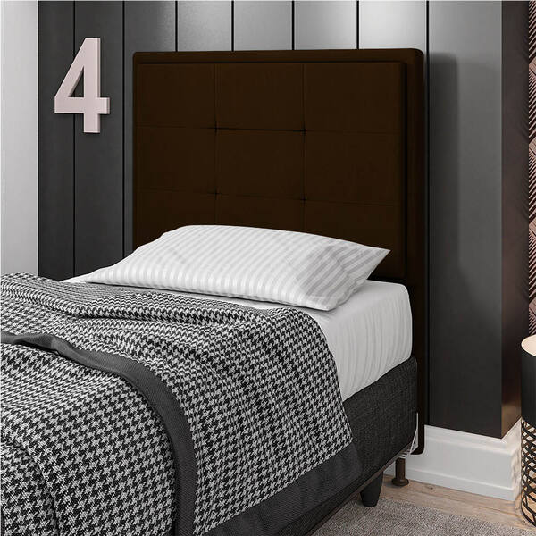 Cabeceira Solteiro Cama Box 90cm Para Quarto Onix Suede Marro