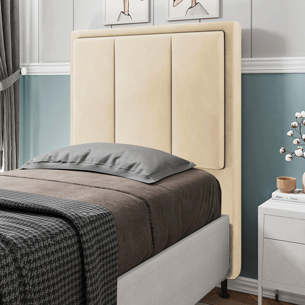 Cabeceira Solteiro Cama Box 90cm Para Quarto Opala Suede M11