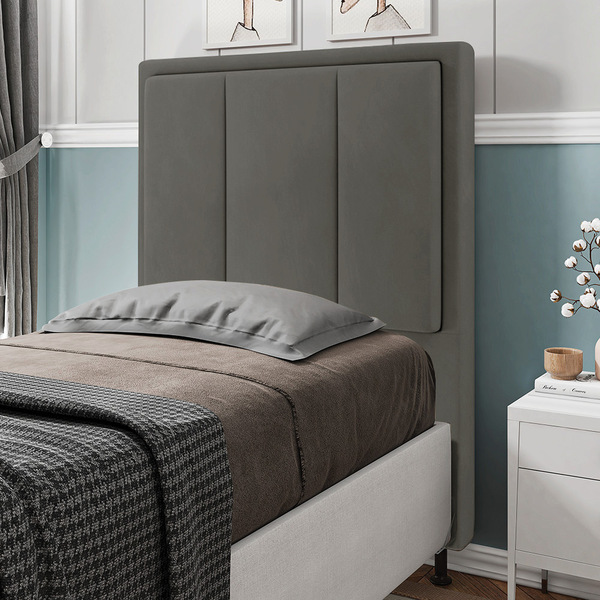 Cabeceira Solteiro Cama Box 90cm Para Quarto Opala Suede M11