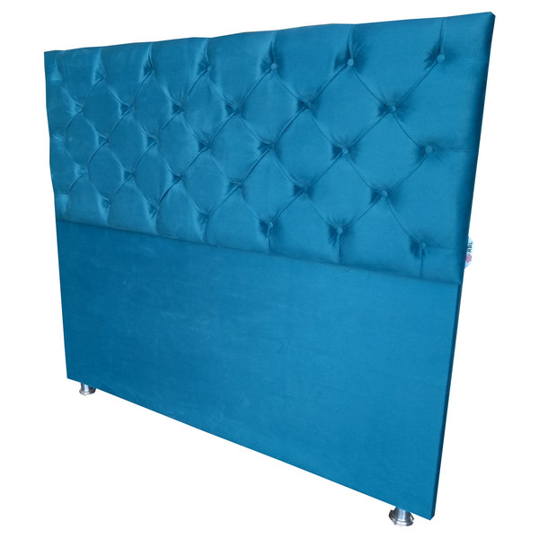 Cabeceira Solteiro Capitonê Suede Liso Azul Royal 90 X 120 Rbl