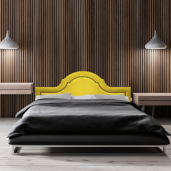 Cabeceira Solteiro Com Tachas Provence Corino Amarelo 90 X 60