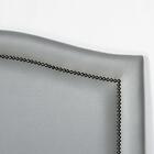 Cabeceira Solteiro Curva Luxo 90x60 Courino Cinza - Tachas Fu