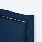 Cabeceira Solteiro Curva Luxo 90x60 Suede Azul - Tachas Prata