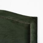 Cabeceira Solteiro Curva Luxo 90x60 Veludo Verde - Tachas Fumê