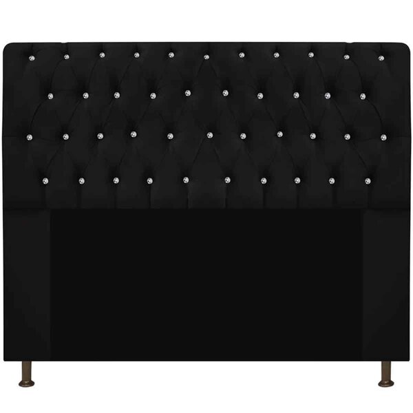 Cabeceira Solteiro Estofada Cama Box Lady 90 Cm Strass  Suede