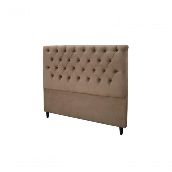 Cabeceira Solteiro Estofada Embaixatriz Marrom Claro Simbal