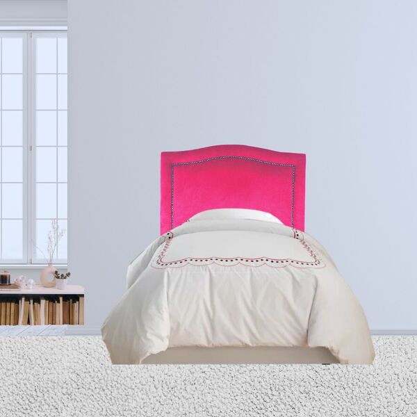 Cabeceira Solteiro Estofada Línea Tachas Em Veludo Rosa Pink