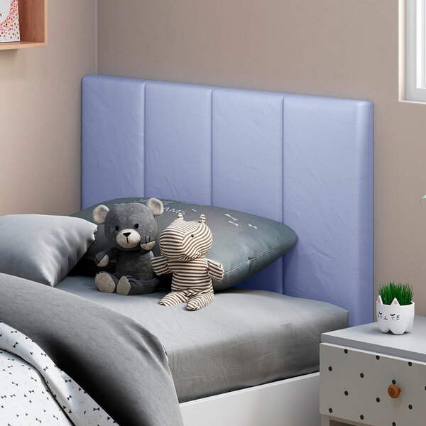 Cabeceira Solteiro Laura 0,90 Almofadada Corino Azul