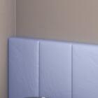 Cabeceira Solteiro Laura 0,90 Almofadada Corino Azul Ofertamo