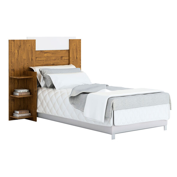 Cabeceira Solteiro Lívia 03 Prateleiras 128 Cm Mel/off White