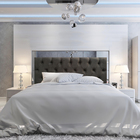 Cabeceira Solteiro Painel Capitone Luna Suede Liso Marrom 90