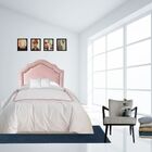 Cabeceira Solteiro Provençal Deluxe Veludo Rosê Tacha Fumê