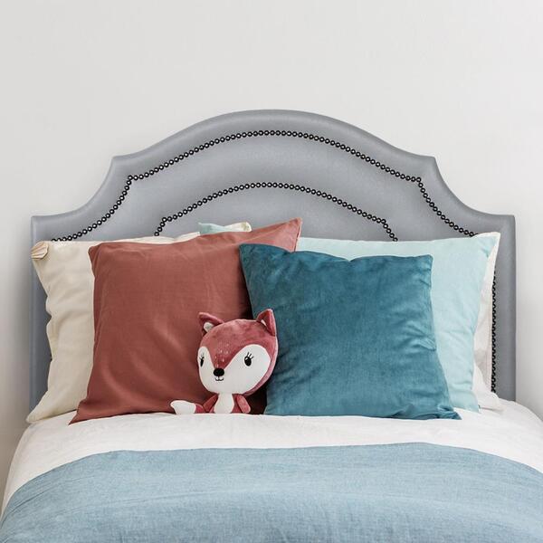 Cabeceira Solteiro Provençal Luxo Dupla 90x60 Courino Cinza -