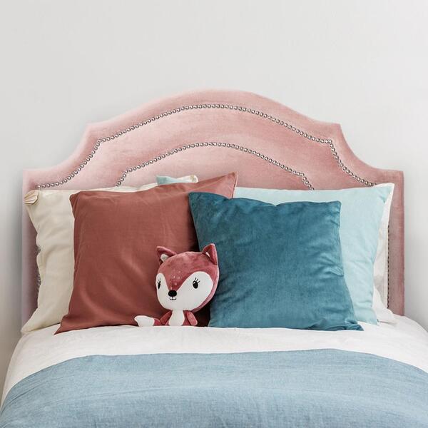 Cabeceira Solteiro Provençal Luxo Dupla 90x60 Veludo Rosê - T