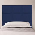 Cabeceira Solteiro Quadrados Veludo Azul