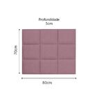 Cabeceira Solteiro Quadrados Veludo Rosa