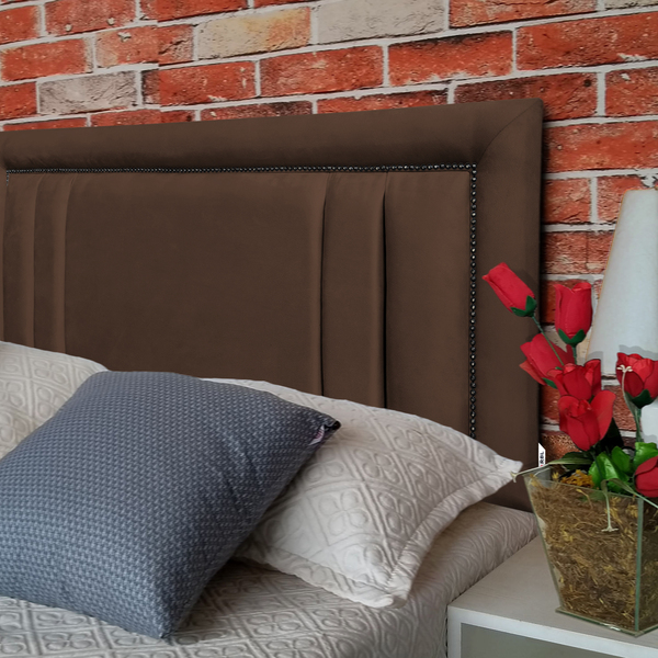 Cabeceira Solteiro Siena Double Diamond Suede Marrom 90 X 60