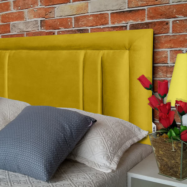 Cabeceira Solteiro Siena Double Luxor Suede Amarelo 90 X 60 R