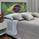 Cabeceira Solteiro Suede Estampado Bandeira Painel Cama Box 9