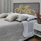 Cabeceira Solteiro Suede Estampado Bike Art Painel Cama Box 9