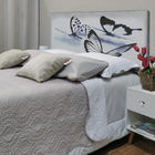 Cabeceira Solteiro Suede Estampado Borboletas Painel Cama Box